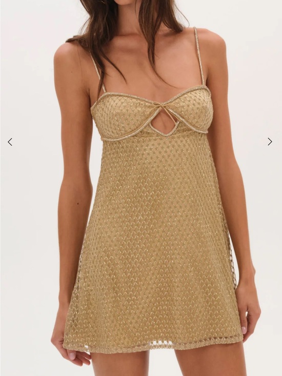 For Love And Lemons Dresses & Skirts - For Love and Lemons Glitter Slip Dress Gold